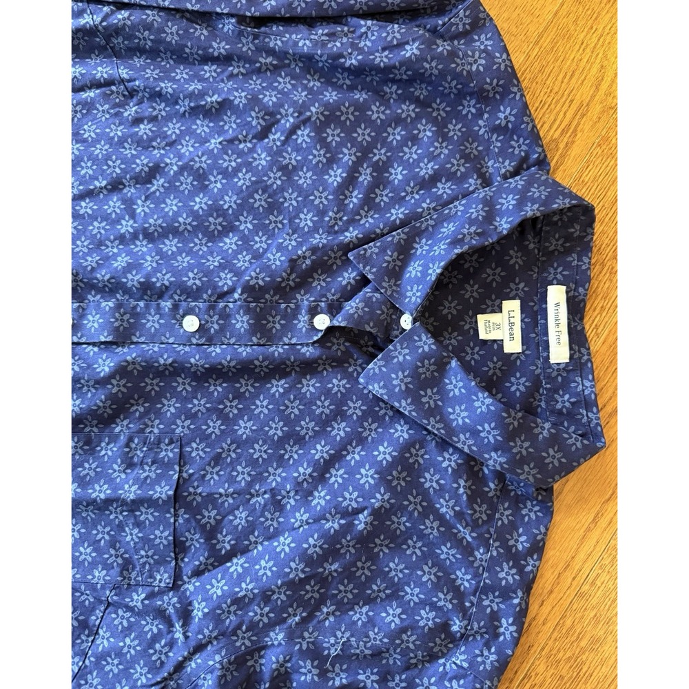 L.L. Bean Wrinkle Free Blue Floral Long Sleeve Button Up Shirt Women's Size 3X